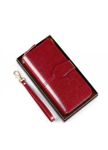 Portofel Dama, din Piele Naturala Clavi, Protectie Anti-Furt RFID, Design Elegant si Incapator, Multiple Compartimente Carduri, Curea Detasabila, Cutie Cadou Inclusa, 19.5 x 9.5 x 3 cm, Rosu Burgundy [1]