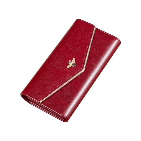 Portofele dama - Portofel de Dama din Piele Naturala Clavi, cu Accesoriu sI Pietricele, Spatios, cu Protectie RFID, Dimensiuni 19x10..5x3.5 cm, Rosu Grena