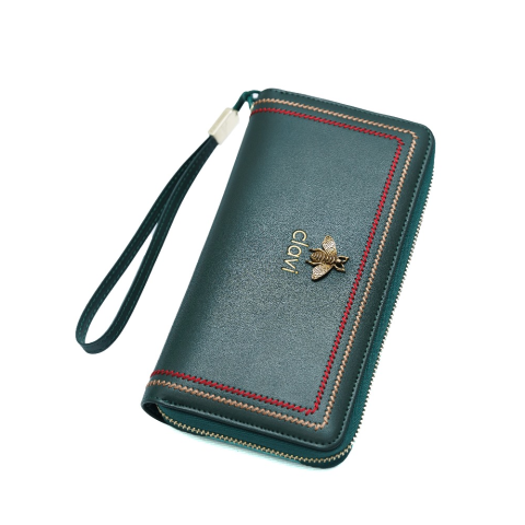 Portofele dama - Portofel de Dama din Piele Naturala Clavi, cu Accesoriu, Spatios, cu Protectie RFID, Dimensiuni 20x10.5x3.5 cm, Verde