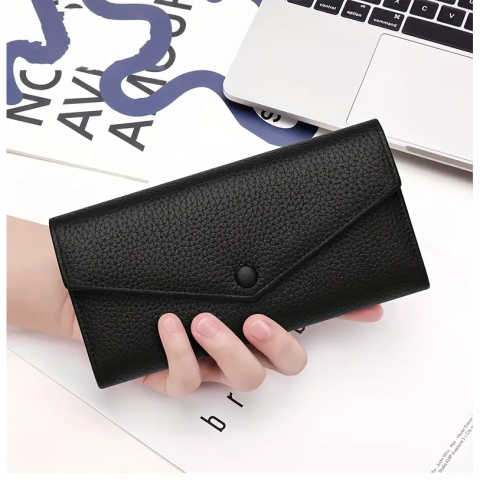 Portofel de Dama din Piele Naturala Clavi, Moale, Delicat, Protectie RFID, Mini Clutch, Dimensiuni 19x10.5x3 cm, Negru [1]