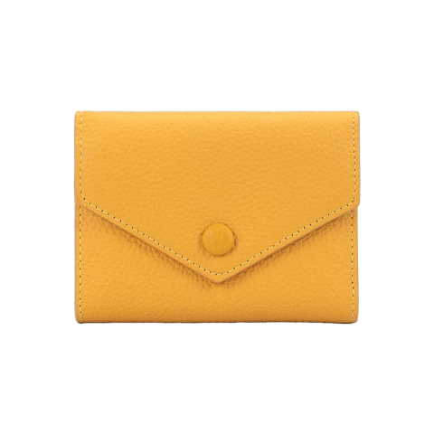 Fashion - Portofel de Dama din Piele Naturala Clavi, Moale, Delicat, Protectie RFID, Mini Clutch Scurt, Dimensiuni 12x9x3 cm, Galben