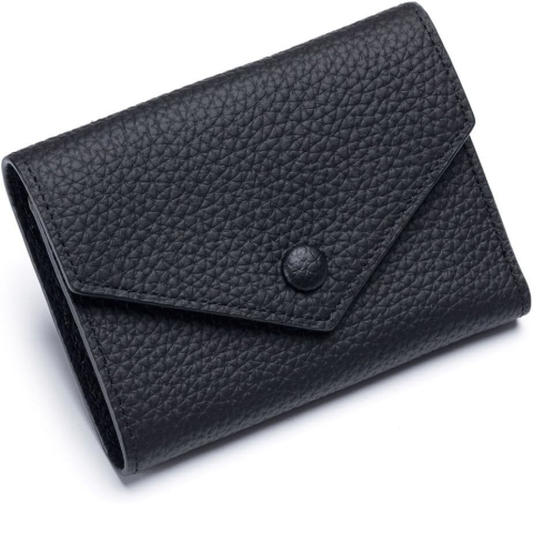 Fashion - Portofel de Dama din Piele Naturala Clavi, Moale, Delicat, Protectie RFID, Mini Clutch Scurt, Dimensiuni 12x9x3 cm, Negru