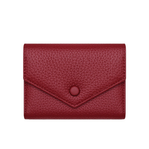 Portofele dama - Portofel de Dama din Piele Naturala Clavi, Moale, Delicat, Protectie RFID, Mini Clutch Scurt, Dimensiuni 12x9x3 cm, Rosu-Grena
