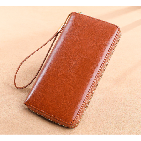 Portofel de Dama din Piele Naturala Clavi, spatios, cu protectie RFID, Dimensiuni 20x10.5x2.5 cm, Maro [1]