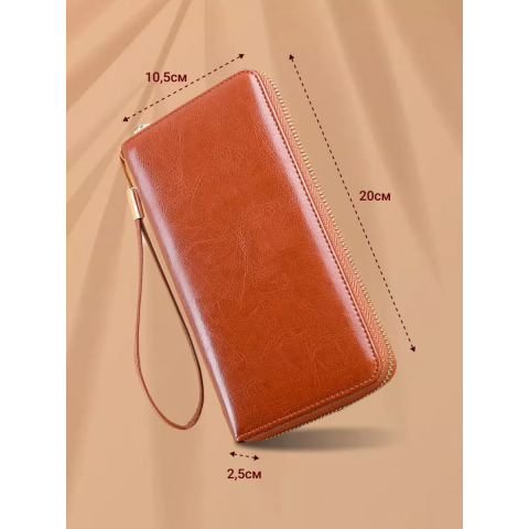 Portofel de Dama din Piele Naturala Clavi, spatios, cu protectie RFID, Dimensiuni 20x10.5x2.5 cm, Maro [3]