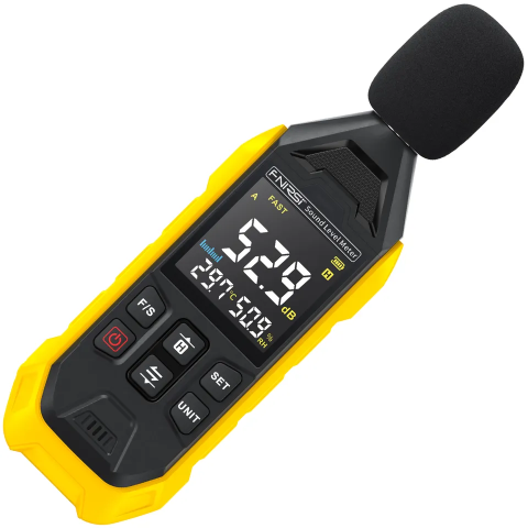 Casa, Gradina & Bricolaj - Sonometru digital FNIRSI FDM01, aparat pentru masurarea sunetului si a zgomotului intre 30 si 130dB, decibelmetru, dispay LCD iluminat, portabil, precis, compact