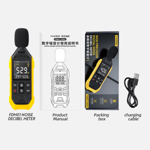 Sonometru digital FNIRSI FDM01, aparat pentru masurarea sunetului si a zgomotului intre 30 si 130dB, decibelmetru, dispay LCD iluminat, portabil, precis, compact [7]