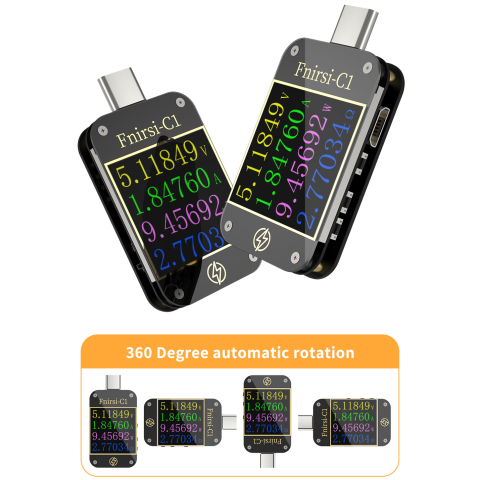 Tester USB Type-C FNIRSI C1, masoara curentul si tensiunea, detecteaza protocolul de incarcare pe USB, capacitatea de incarcare, precis, compact (cu bluetooth) [8]