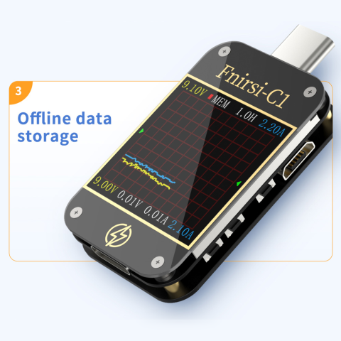 Tester USB Type-C FNIRSI C1, masoara curentul si tensiunea, detecteaza protocolul de incarcare pe USB, capacitatea de incarcare, precis, compact (cu bluetooth) [4]