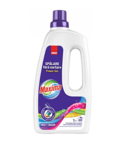 Detergent gel concentrat pentru rufe Sano Maxima Mix&Wash, 1L