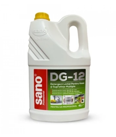 Bucatarie - Detergent lichid pentru vase si suprafete multiple, Sano Professional, DG-12, 4L
