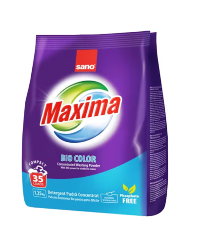 Detergenti haine si textile - Detergent pudră de rufe Sano Maxima Bio Color, 1.25 kg