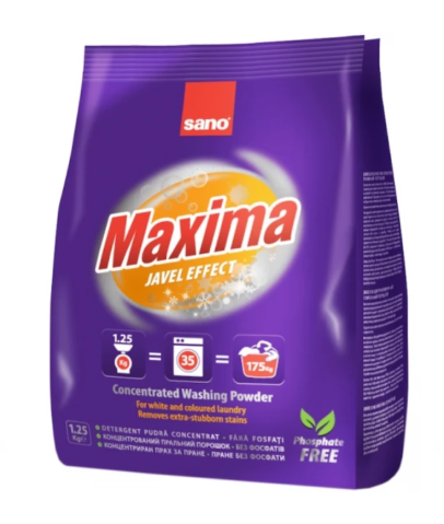 Detergenti haine si textile - Detergent pudra de rufe Sano Maxima Javel, 1.25 kg