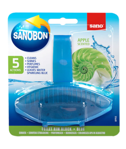 Baie - Odorizant solid pentru vasul toaletei, Sano Bon Blue Apple, 55 gr