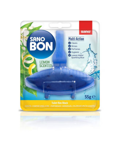 Baie - Odorizant solid pentru vasul toaletei, Sano Bon Blue Lemon, 55 gr