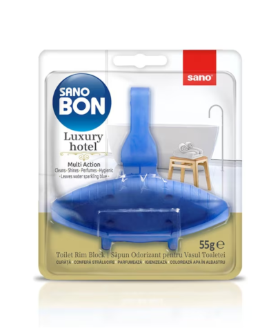 Baie - Odorizant solid pentru vasul toaletei, Sano Bon Blue Luxury Hotel, 55 gr
