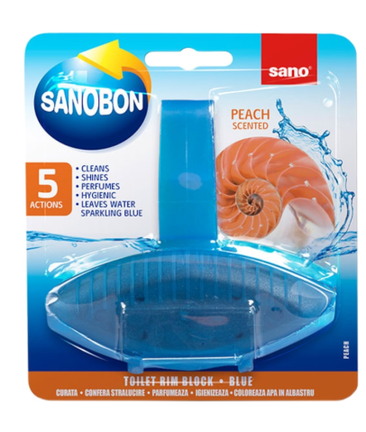 Baie - Odorizant solid pentru vasul toaletei, Sano Bon Blue Peach, 55 gr