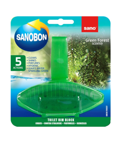 Baie - Odorizant solid pentru vasul toaletei, Sano Bon Green Forest, 55 gr