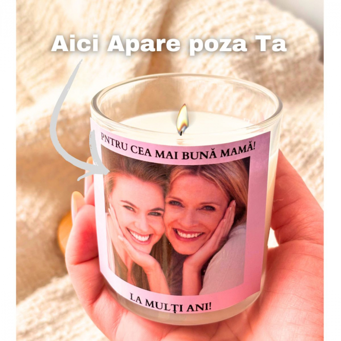 Lumânare Parfumată Personalizată cu Poză și Text [2]