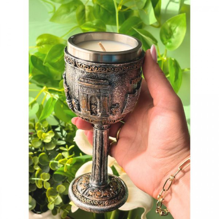 Lumânări Stil Medieval - Lumânare Parfumată Vlad Țepeș - Pocal cu Ateneu, Arcul de Triumf și Parlament