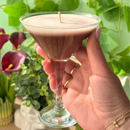 Lumânări Luxe One - Noir Café – Lumânare handmade Cleito în pahar de cocktail
