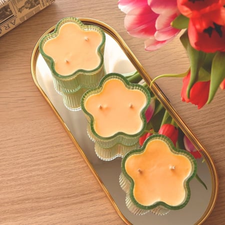 Lumânări Luxe One - Set 3 Lumânări Parfumate Floare Verde