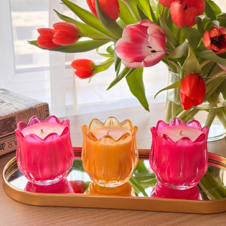 Lumânări Luxe One - Set 3 Lumânări Parfumate Lalea