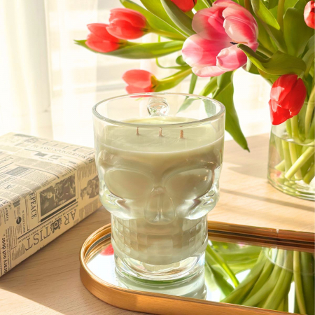 Lumanare Craniul Transparent cu Ceară Verde Deschis [0]