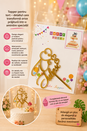 ACCESORII PETRECERE - Topper pentru tort „Te iubesc”