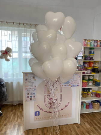 PETRECERI NUNTA/BOTEZ/LOGODNA - Balon Latex Inimă Alb  cu Heliu