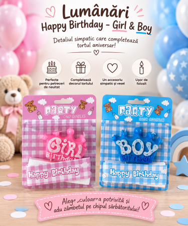 ACCESORII PETRECERE - Lumanare Girl/Boy