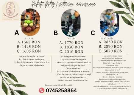 PETRECERI ANIVERSARE COPII - Pachet decor botez/aniversare 6 mese