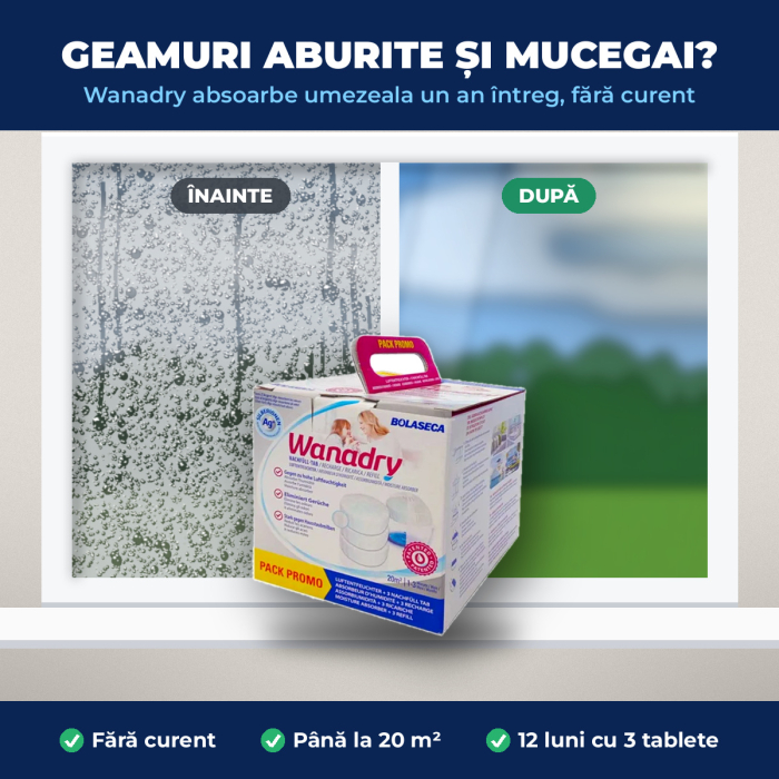 BOLASECA WANADRY – Absorbant de UMIDITATE pentru 1 AN, aparat + 3 tablete x 450 g [2]