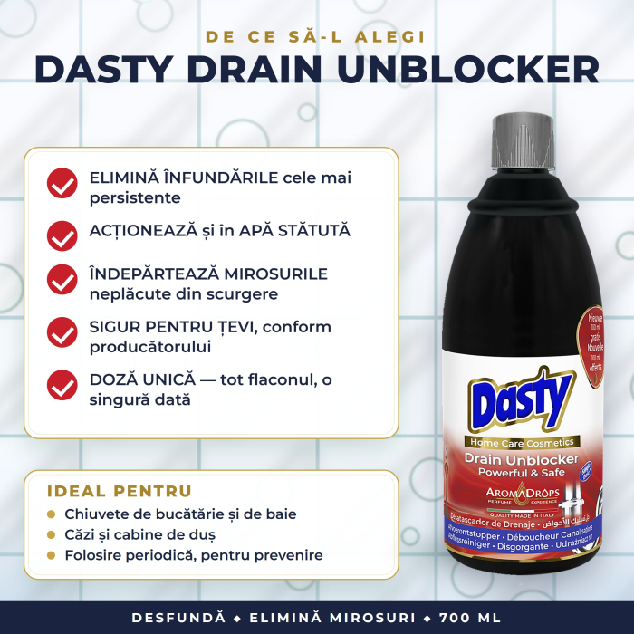 Dasty Drain Unblocker – soluție desfundat țevi 700 ml [3]