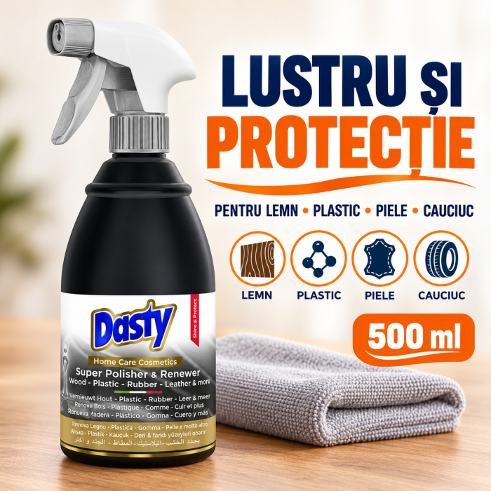 DASTY SUPER POLISHER – LUSTRU și PROTECȚIE pentru LEMN, PLASTIC, CAUCIUC și PIELE, 500 ml [2]