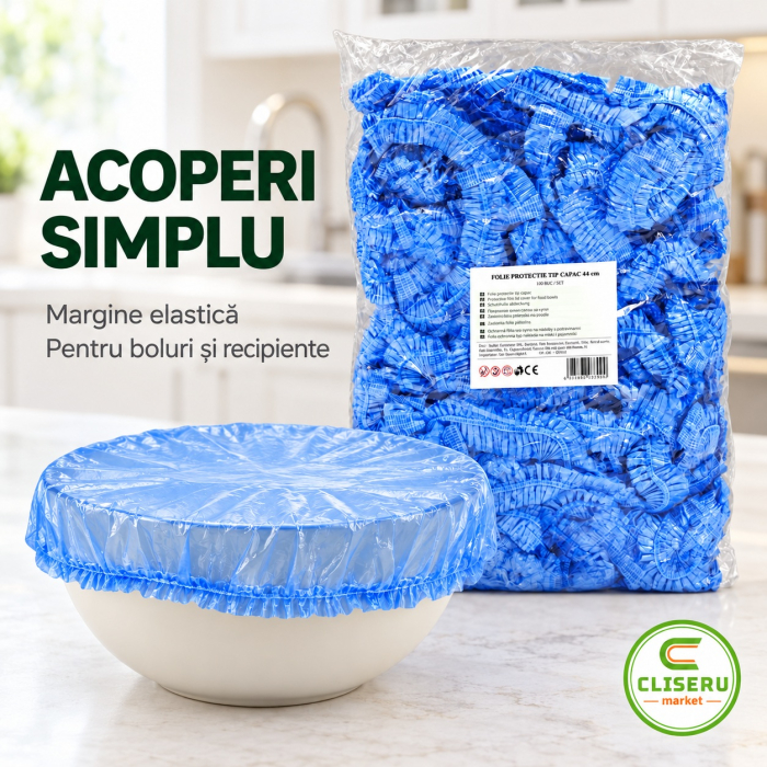 FOLII ELASTICE pentru ALIMENTE – capace de protecție pentru recipiente, 44 cm, set 100 bucăți [2]