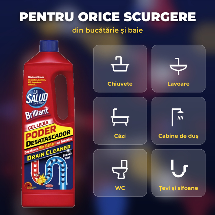 LA SALUD – Gel pentru DESFUNDAT ȚEVI, acțiune rapidă, 1 L [3]