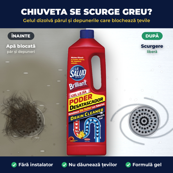 LA SALUD – Gel pentru DESFUNDAT ȚEVI, acțiune rapidă, 1 L [2]