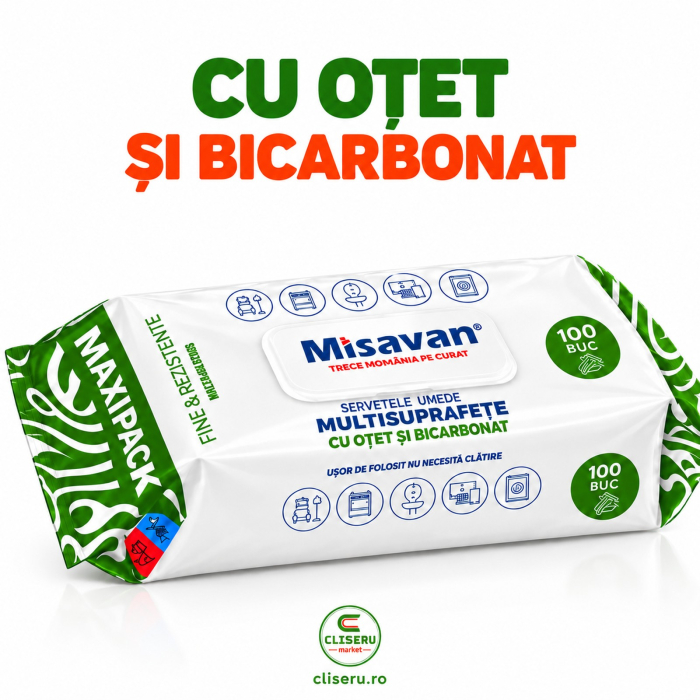 Șervețele umede multisuprafețe Misavan oțet bicarbonat 100 bucăți [3]