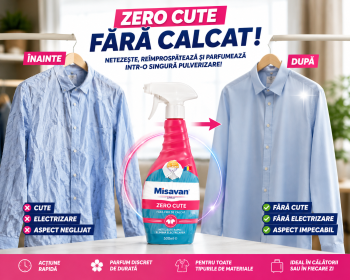 PACHET SPRAY NETEZIRE CUTELE DE PE HAINE fara calcat, Zero Cute Harmony Misavan, 500 ml,/fara parfum, Zero Cute Misavan, 500 ml [2]