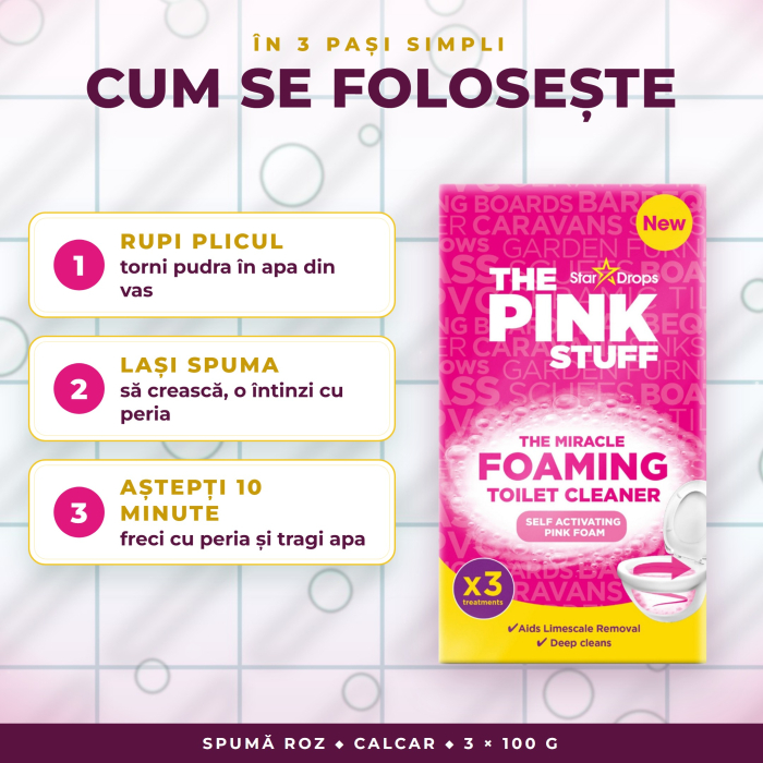 Pudră spumantă pentru toaletă The Pink Stuff – 3 x 100 g [2]