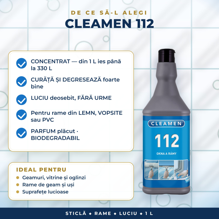 Soluție geamuri și rame Cleamen 112 concentrat – 1 L [3]