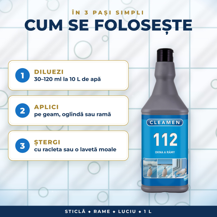Soluție geamuri și rame Cleamen 112 concentrat – 1 L [2]