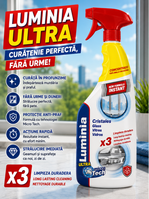 Tratament pentru suprafețe de sticlă Luminia Ultra Micro Tech – Pulverizator 750 ml [3]