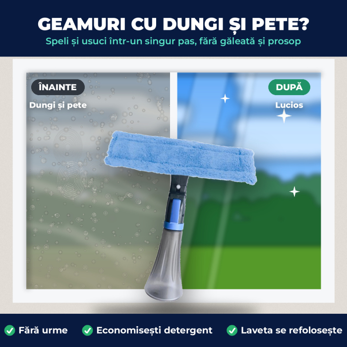 YORK – Racletă 3 în 1 pentru GEAMURI FĂRĂ URME, cu pulverizator și microfibră [2]