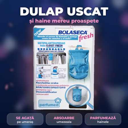 ABSORBANTI UMIDITATE - BOLASECA FRESH – Absorbant de UMIDITATE pentru DULAP, cu săruri parfumate, 450 g