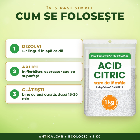 Acid citric – sare de lămâie, praf ecologic anticalcar 1 kg [1]