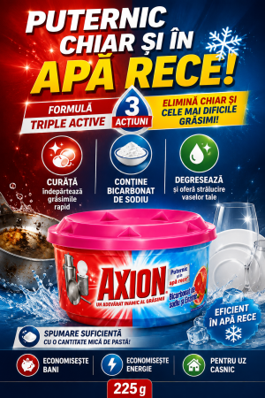 PRODUSE CU BICARBONAT - AXION PASTA GREFE BICARBONAT 225GR