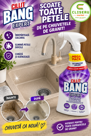 TOP PRODUSE CURATENIA CASEI - CILLIT BANG EXPERT 900ML IGIENIZANT PLUS SOLUTIE PETE CHIUVETA PIATRA