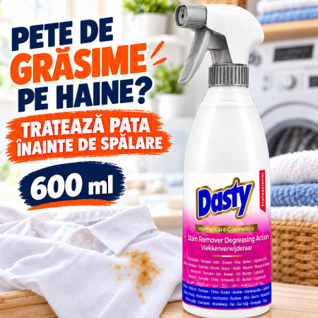 DASTY – SOLUȚIE pentru PETE DE GRĂSIME pe HAINE, acțiune degresantă, 600 ml [1]
